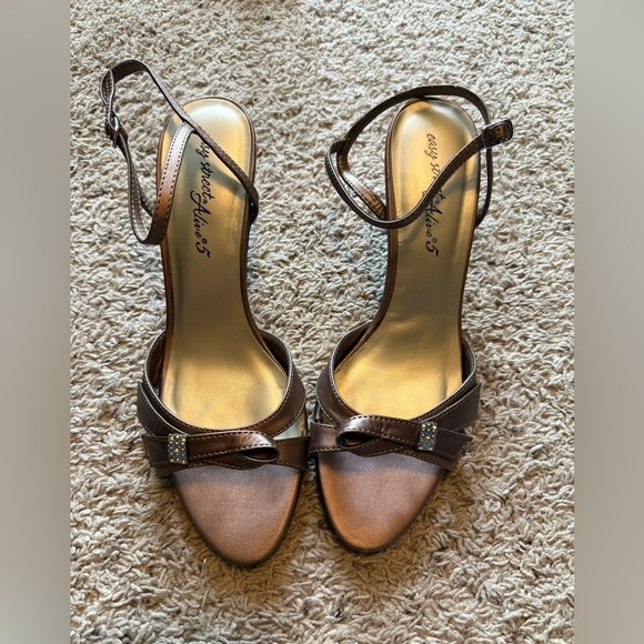 easy street Shoes - Easy Street Starlet Bronze Satin Sandals